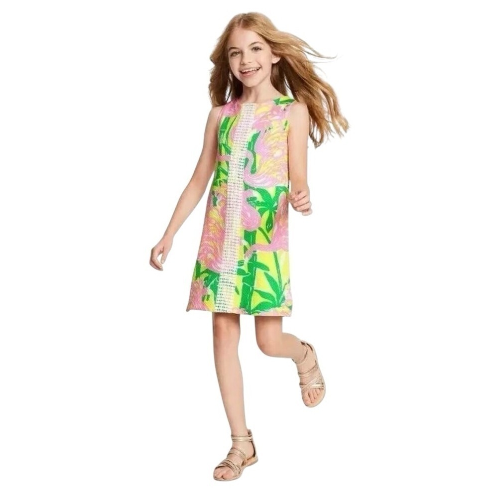 Lilly Pulitzer By Target Fan Dance Flamingo Dress Girls Size L